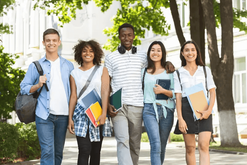 College students walking on campus